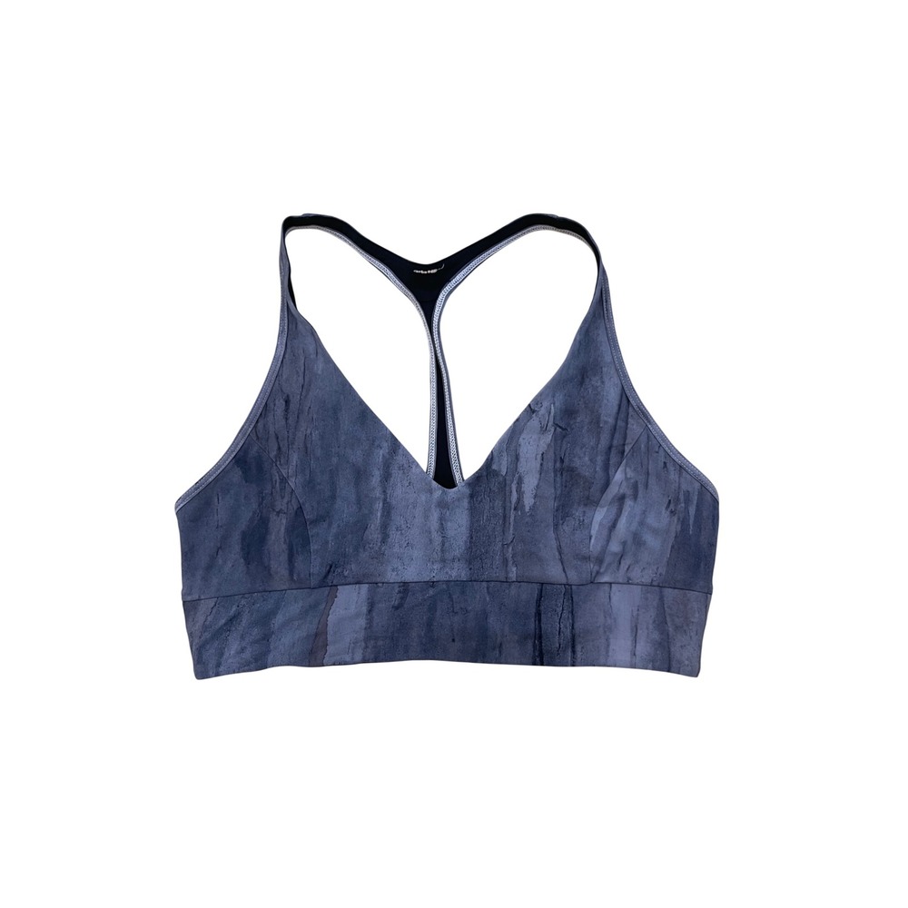 Lululemon Reversible Swim Bralette Sz 4 Grey Marble Navy Blue‎ Racerback Top I07